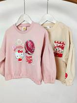 Day single kitt*y foreign trade baby acrobab girl round neckline hooded sweatshirt pure cotton cartoon long sleeve blouse