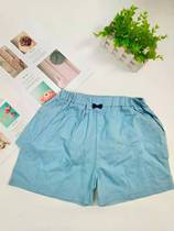 B-8 soft denim shorts girls thin flower side pants summer