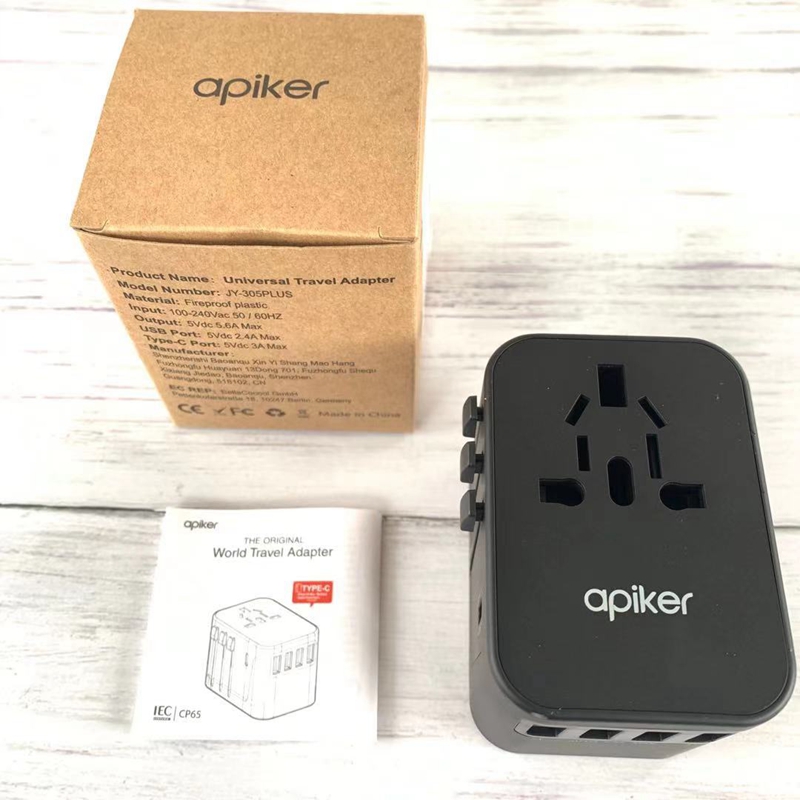 apiker multi-port charger 4A1C overseas travel conversion socket European, Japanese, British and American standard charger supports 2 4 amps