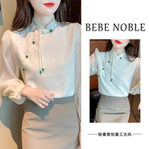 BEBE NOBLE Light Luxurious New Chinese Style Snowspinning Shirt Woman Spring Advanced Sensation Temperament Disc Button Qipao Blouse