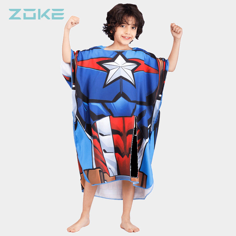 Zone Stylish Kids Bathrobe Absorbent Towel Captain America Cartoon Version Teen Swim Quick Dry Bath Towel Beach Towel