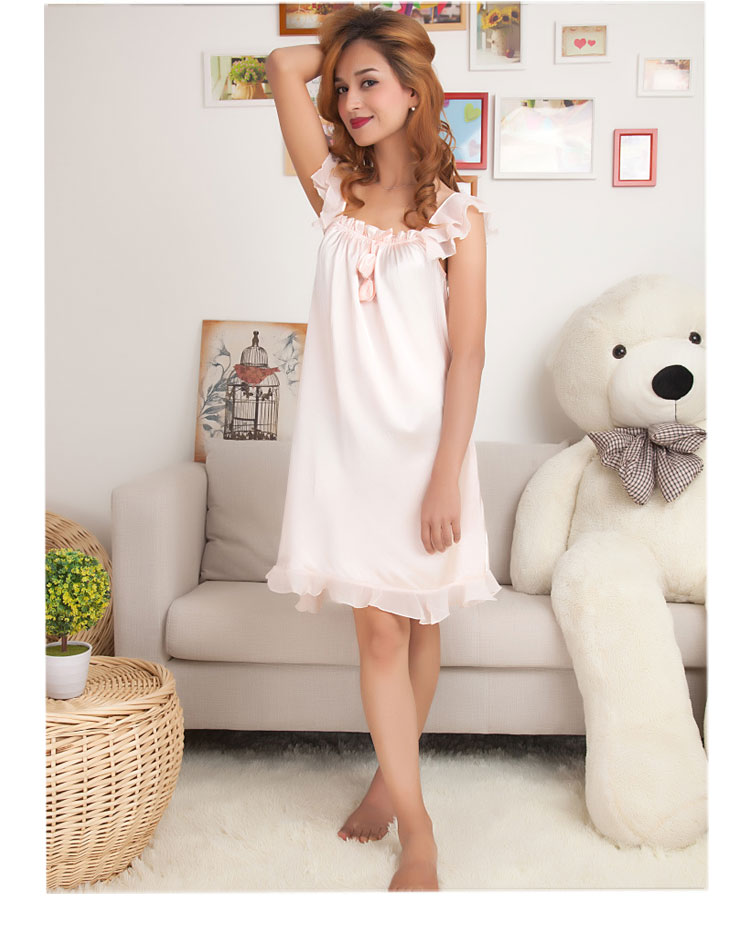 Cô gái đồ ngủ mùa hè phụ nữ sling váy ngủ lụa gợi cảm váy ngắn mùa xuân và mùa thu của phụ nữ băng lụa dịch vụ nhà khách sạn đầm ngủ 2 dây