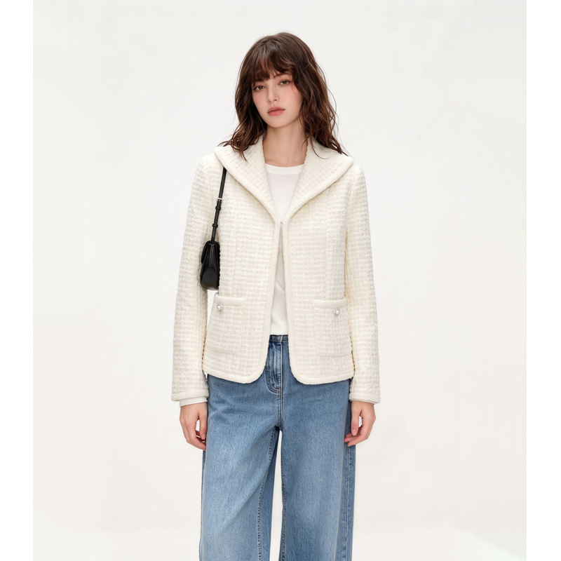 2026 Autumn and Winter New Style Sheep Wool Short Coat for Women, Tweed Style, Elegant, Fashionable, Simple and High-End Top
