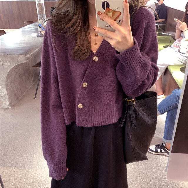 ການອອກແບບໃຫມ່ຂອງແມ່ຍິງພາກຮຽນ spring ຄວາມຮູ້ສຶກຂອງ outerwear, ການຫຼຸດຜ່ອນອາຍຸ sweater ຄໍ V, ຄົນອັບເດດ: ແລະ chic sweater cardigan ສັ້ນ
