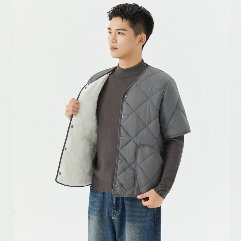 Lamb Wool Warm Cotton Coat for Men, Short Style, Autumn and Winter, Fleece-Lined, Mid-Sleeve, Small Cotton Jacket, Inner Wear, down Cotton Lining, Base Layer Cotton Coat Lamb Wool Warm Cotton Coat for Men, Short Style, Autumn and Winter, Fleece-Lined, Mid-Sleeve, Small Cotton Jacket, Inner Wear, down Cotton Lining, Base Layer Cotton Coat