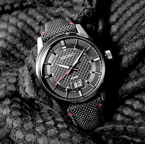 Seiko Men's Watch Cool Black Seiko Canvas Strap Waterproof Quartz Sports Leisure Watch SUR271P1