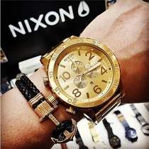 European and American large dial Nixon Three-eye Nixon Watch Three-eye chronograph Gold steel band waterproof Quartz