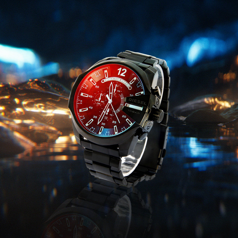 diesel dz4318 cool red polarized chronograph large dial men's watch dz4323