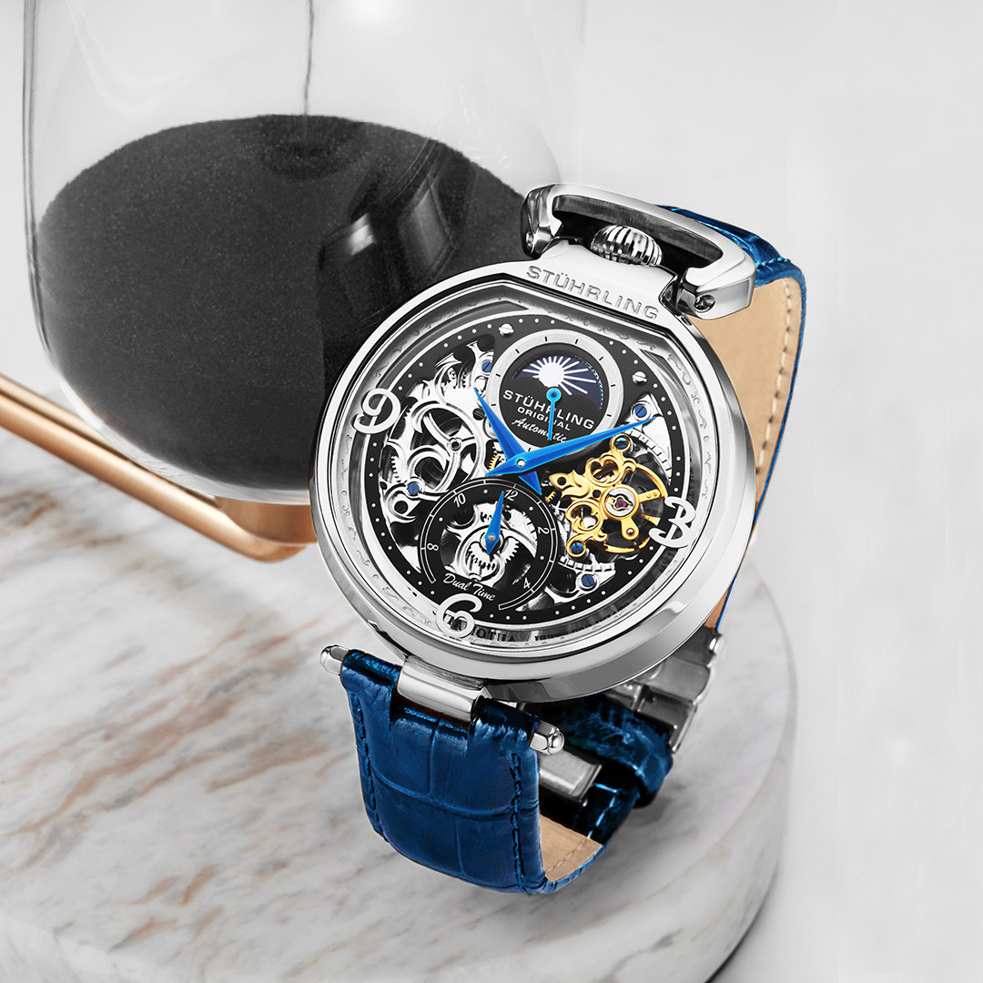 Stulling STUHLLING ORIGINAL Watches 889 01 Hollowed-out Double Time Zone Automatic Mechanical Watches