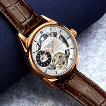 Shi Tuling Stuhrling automatic hollow mechanical watch mens business blue back gold watch 943A