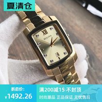 Counter Bulova Steel band gold diamond-set square fashion mens watch 97D107