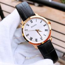 BULOVA baoluhua mens watch retro Roman digital dial black belt quartz mens watch 97A123