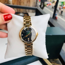 Overseas bulova baoluhua womens watch fashion gold black Fritillaria diamond-studded calendar quartz watch 97P107