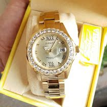 Invicta Womens Classic Roman Logo diamond-set gold waterproof Quartz womens watch 15252
