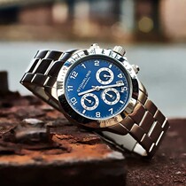 American Stuhrling Shi Turing Mens Watch Quartz Three Eyes Timing Luminous Calendar Fashion Watch Men 665B