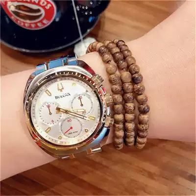 Bulova Men's watch Business steel belt two-color three-eye Chronograph Quartz Watch 98A157