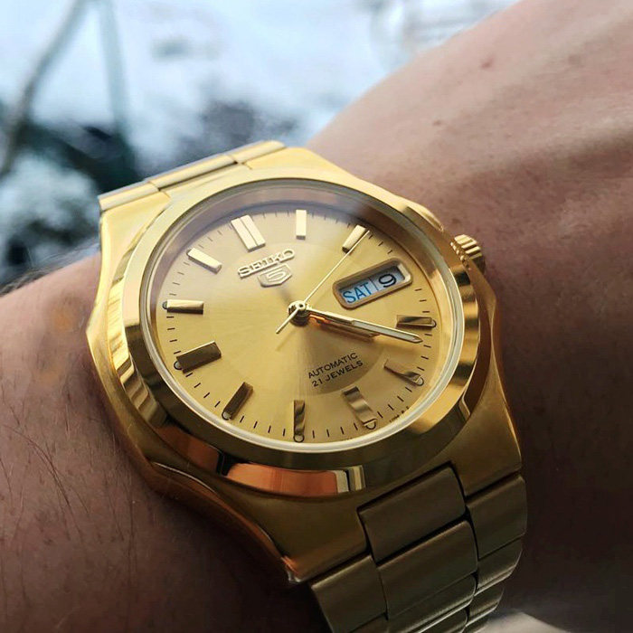 Overseas SEIKO Seiko 5 Men's meter gold waterproof luminous automatic mechanical watches SNKK52