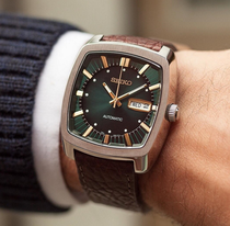 Overseas Seiko Mens watch Seiko Barrel-shaped green Dial Automatic Mechanical Waterproof Mens watch SNKP27