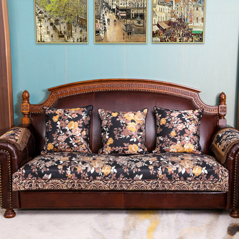 Shengmeiqi European high-end sofa cushion non-slip living room leather sofa cushion cover cover towel dark four seasons universal American style