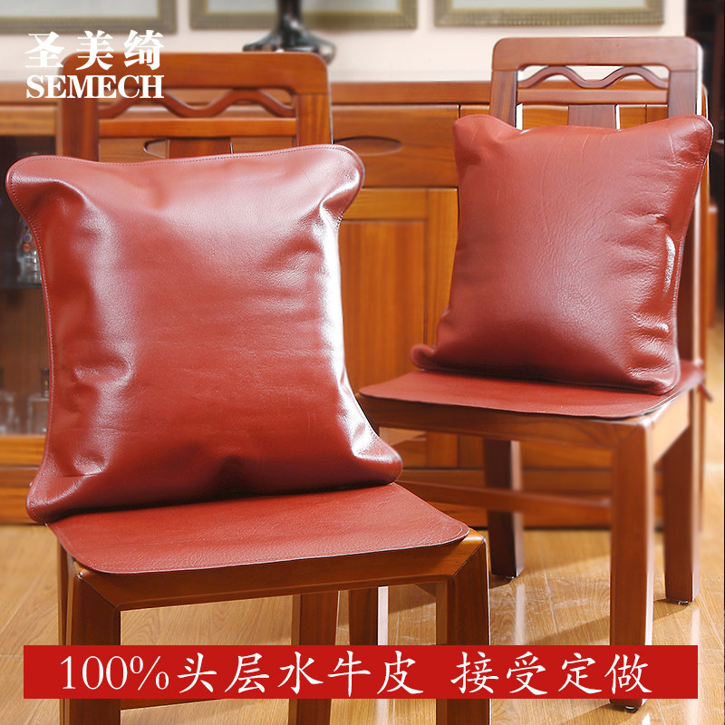 First layer cowhide sofa cushion leather summer summer style European-style high-end core bedside pillow office lumbar support