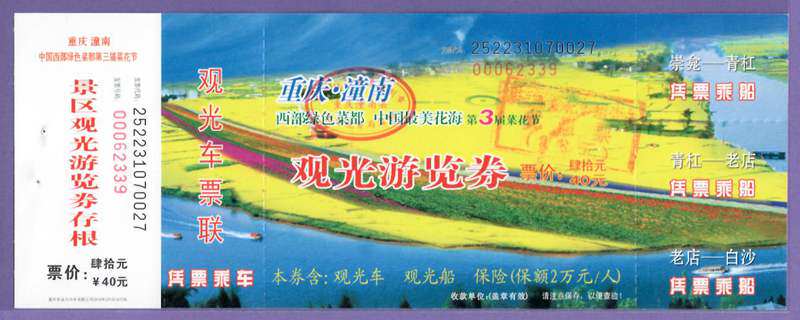 0742 old ticket collection-ticket door ticket for Chongqing Tongnan scenic spot-full article