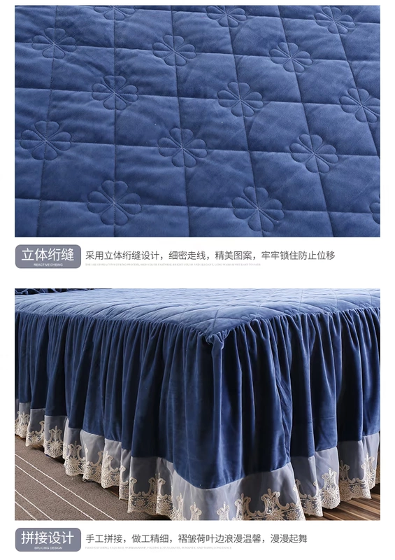 Hengyuanxiang flannel váy Coral khăn trải giường xù 1.8m Simmons bảo vệ tay áo che 1.5 - Váy Petti