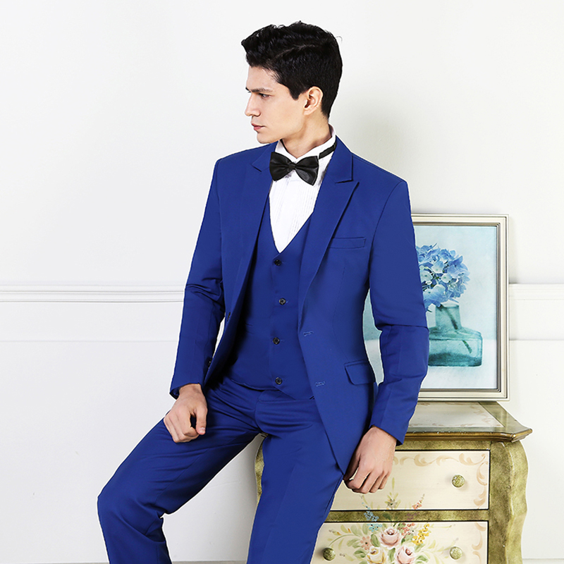 New royal blue men's suit wedding dress groom best man stage performance photo studio photo host service