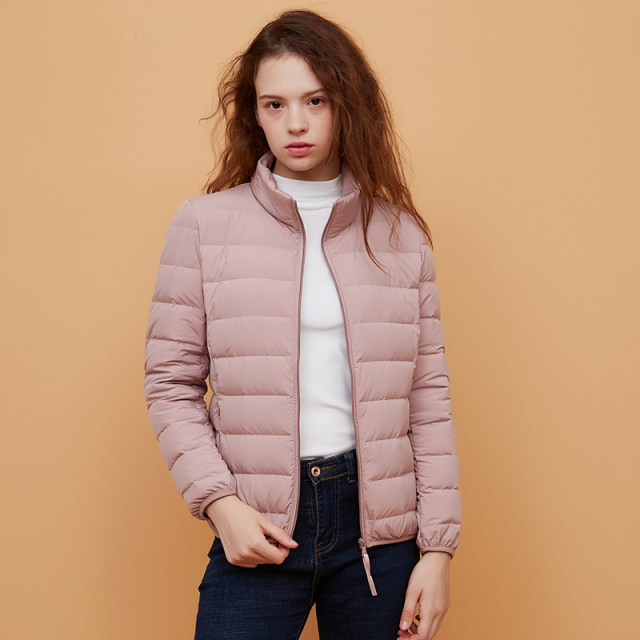 2023 new light down jacket women's short hooded stand collar light autumn and winter women's large size fashion jacket