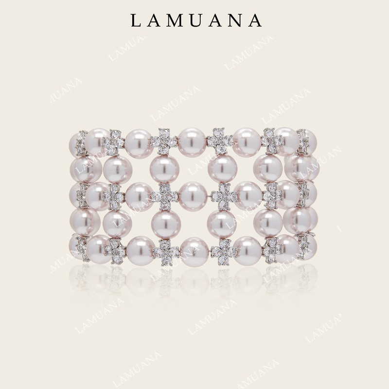 Lamuana Princess Sissi·High-End Heavy-Duty Light Pink Glass Pearl Bracelet Gift 16965 Lamuana Princess Sissi·High-End Heavy-Duty Light Pink Glass Pearl Bracelet Gift 16965