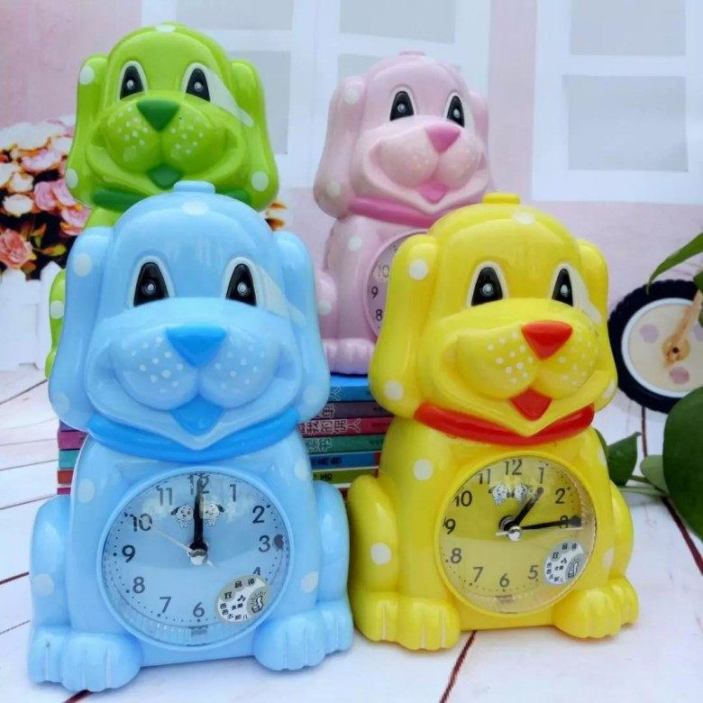 Children's piggy voice can sing small alarm clock bell lazy creative bedside cartoon puppy night vision light small alarm clock