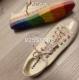 ConverseAllStar Converse ສີວຸ້ນສະຕຣິງໂລໂກ້ rainbow bottom low-top canvas shoes 165613C