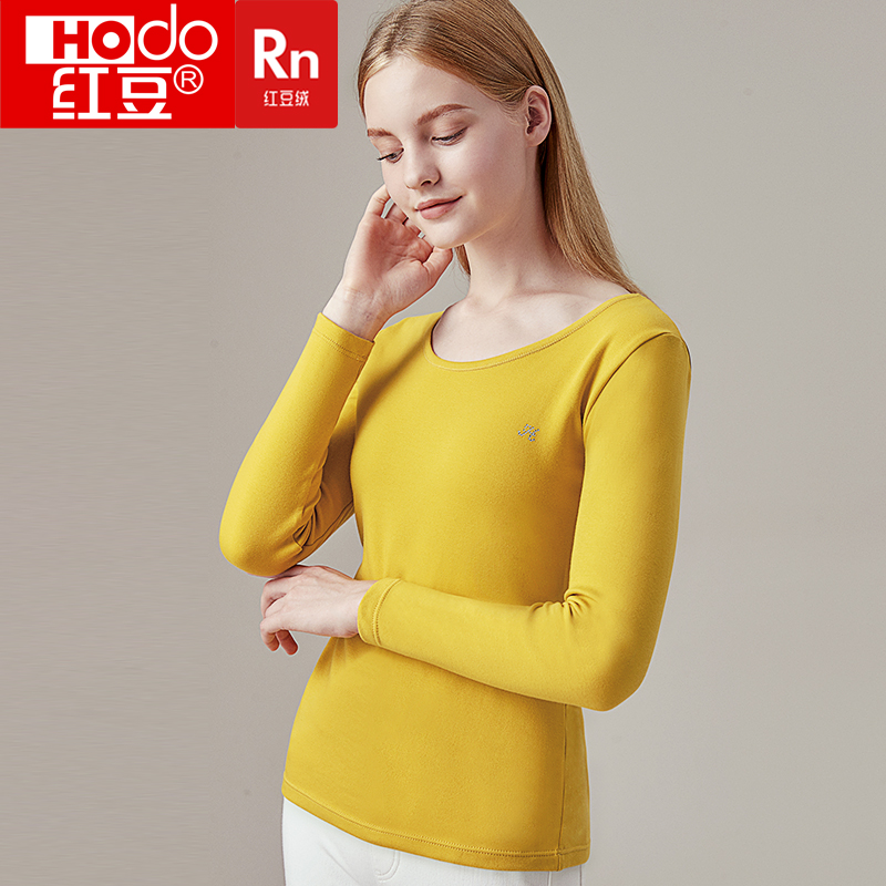 Red bean velvet underwear ladies autumn coat thin cotton frosted winter base warm cotton sweater women's single piece top