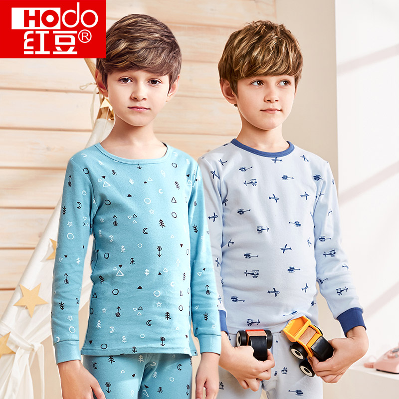 Red bean children's autumn clothes autumn pants Pure cotton boy baby cute printing base boy baby autumn and winter warm underwear