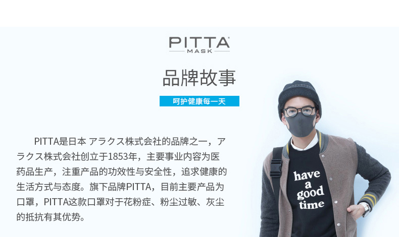 【日本直郵】 PITTA MASK 立體可水洗防塵防花粉透氣口罩 #深灰色 3枚入 明星同款