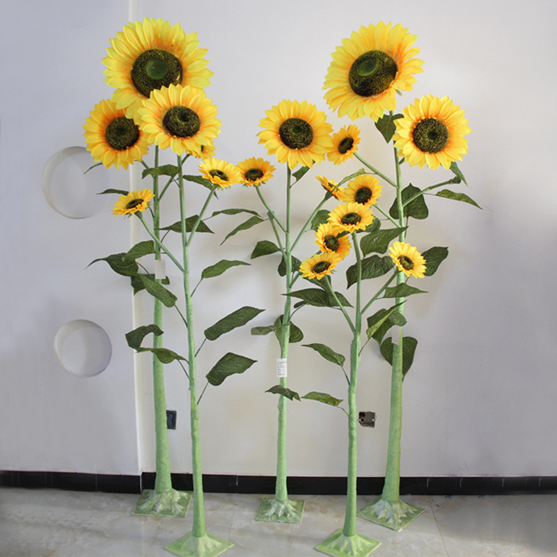 Simulation sunflower Sunflower false flower silk flower Living room floor-to-ceiling high branch placement flower Campus decoration Simulation sunflower