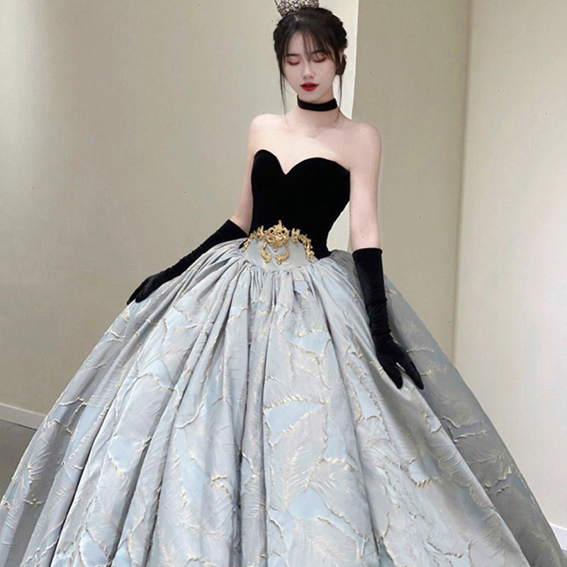 Black high-end wedding dress 2021 Bride new main yarn Breasted Summer Advanced Sensation Little Child Wedding Gown style