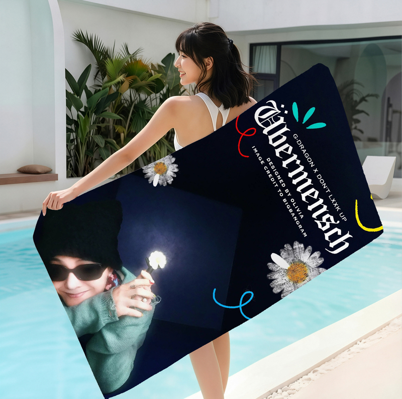 Gd G-Dragon Concert Daisy Merchandise Sports Towel, Water-Absorbent Quick-Dry Bath Towel for Gym, Swimming, Beach