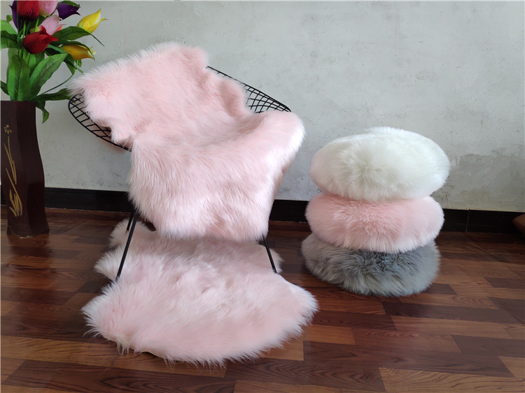 Sang trọng bọc lông thú pad mùa đông ins trắng hồng ấm áp thảm trang trí tựa lưng máy tính sofa ghế ăn đệm đệm ghế gỗ phòng khách