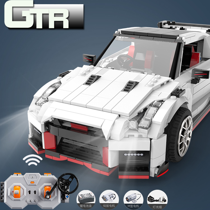 Lego Building Blocks Gtr Sports Car Series Electric Remote Control Assembly Racing Model Adult High Difficulty Boy Toys