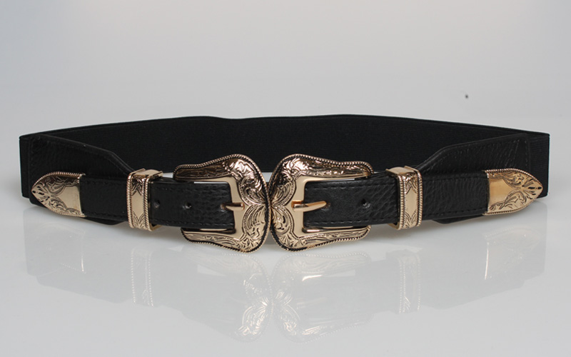 Retro Geometric Carved Double-headed Buckle Elastic Belt Wholesale Nihaojewelry display picture 4