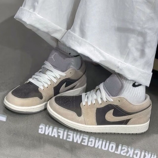 Nike AJ1 ເກີບບ້ວງສີນ້ໍາຕານຕ່ໍາສຸດສໍາລັບຜູ້ຊາຍແລະແມ່ຍິງ