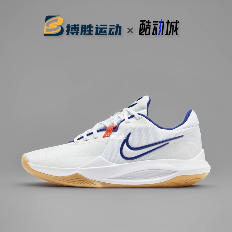 Nike Precision6 Precision 6 White and Blue Men's Low-Top Practical Basketball Shoes Hv1796-141