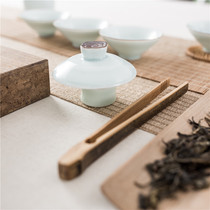 Celadon fat white bowl tea cup tea bowl large tea set Jingdezhen blue and white porcelain tea bowl ceramic white porcelain three