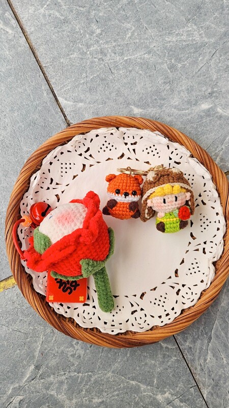 Finished Product: 3 Little Prince Fox and Rose Keychain Pendants