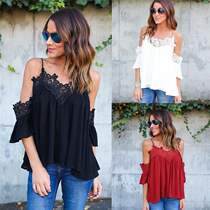 Off shoulder t-shirt chiffon tops blouse blouse blouse