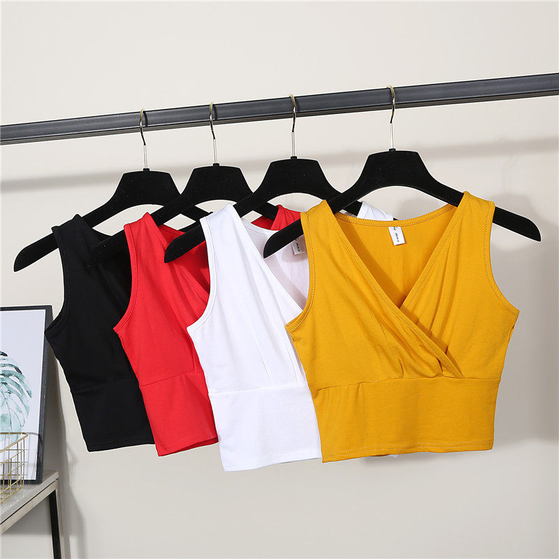 Easy To Wear S Korean V-neck Navel Top