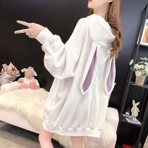 2021 new female cute rabbit ears long sleeve hoodie