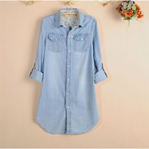 women denim shirts Ladies long sleeve blouses jeans shirt