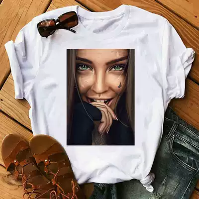 Women T Shirt Print Tee Shirt O-Neck Tops Tees Summe