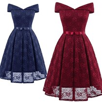 wine red elegant evening party ladies gown wedding dress